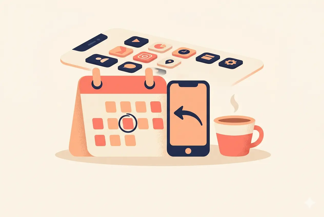 Illustratie van wekelijkse één-minuut telefoon-schoonmaakgewoonte