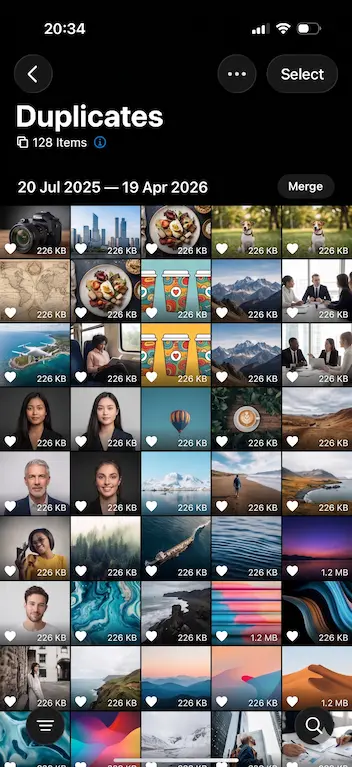 iPhone Fotos Dubletter-album under Hjælpeprogrammer med dubletpar