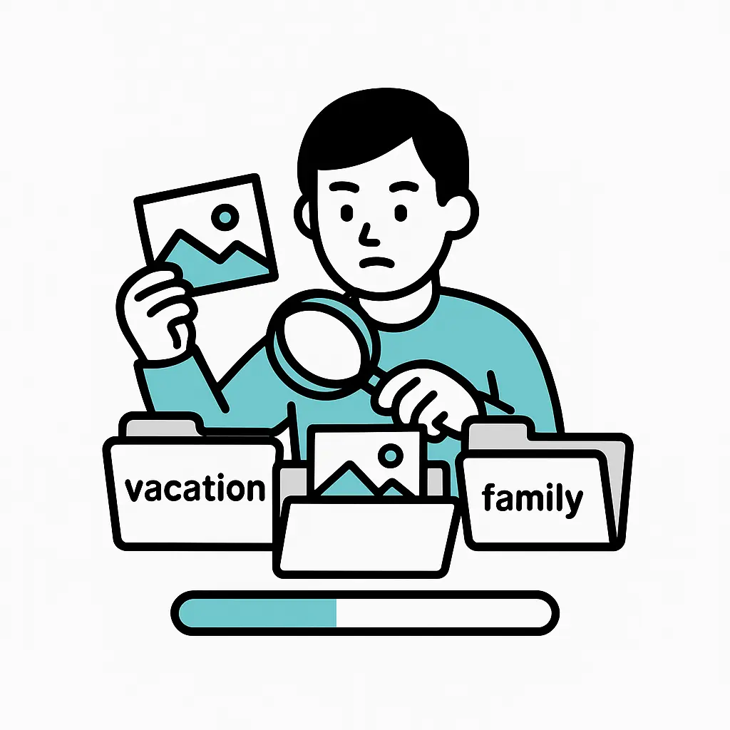 A guy trying to organize photos